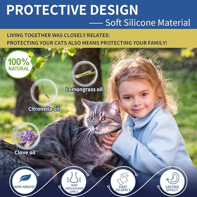 4 Pack Flea Collar for Cats, 32 Months Flea and Tick Prevention for Cats, Waterproof Cat Flea Collar, Natural Cat Flea and Tick Treatment, Adjustable Flea and Tick Collar for Cats Kittens(4 Colors)