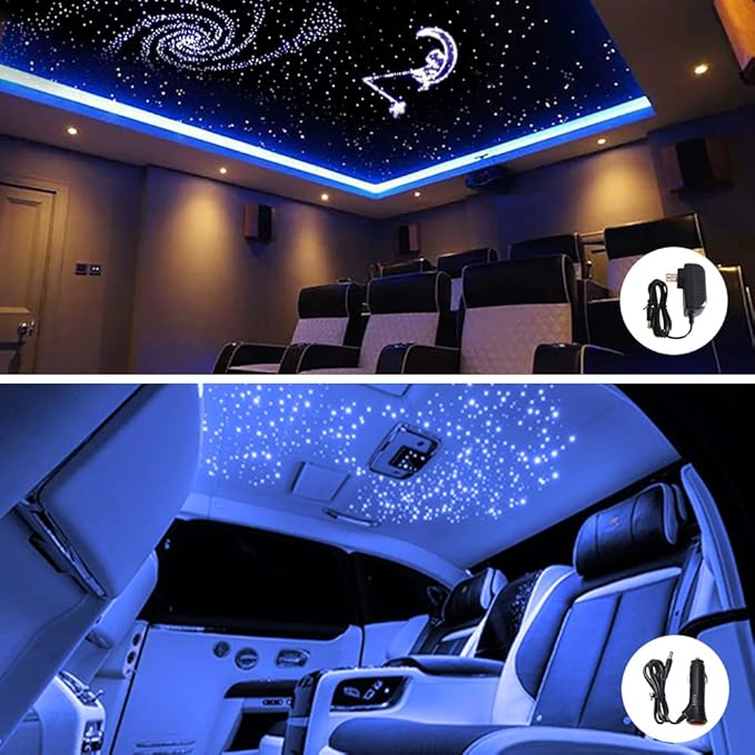 Firework 16W RGBW LED Fiber Optic Lights Star Ceiling Light Kit, Remote+APP+Music Mode Sound Sensor for Car & Home Decoration with Optical Fiber 160pcs 0.03in 6.5ft/2m