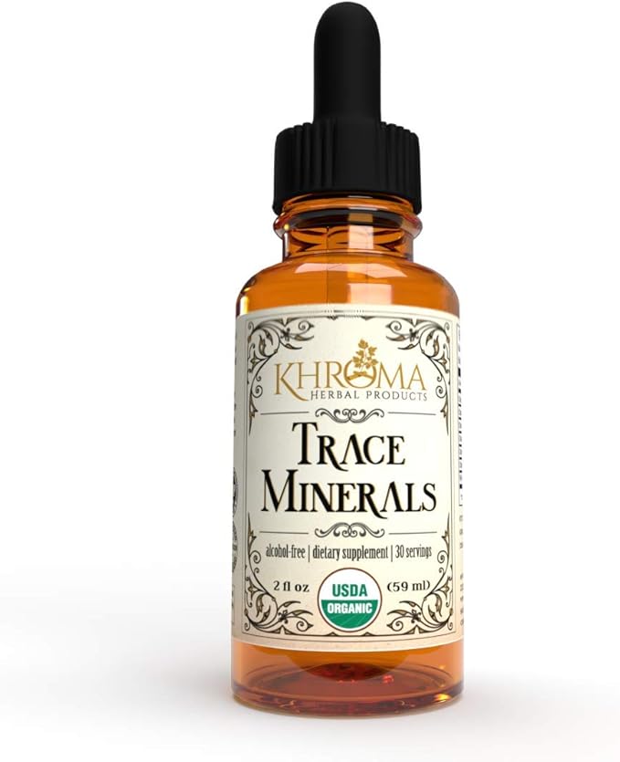 Organic Trace Minerals - by Khroma Herbs - 2 oz Liquid Plant-Based Trace Mineral Blend - Designed for Maximum Absorption - 30 Servings