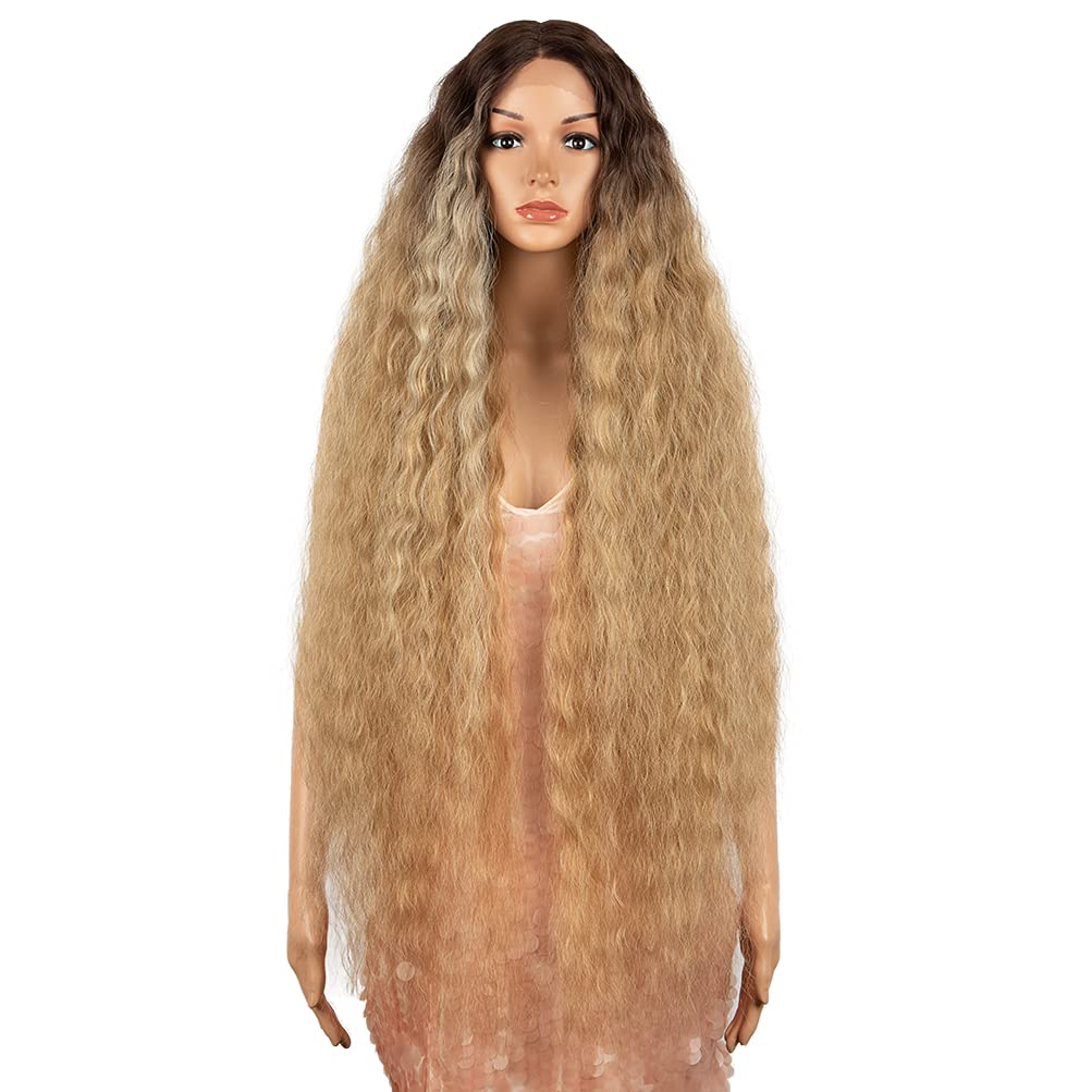 Style Icon 41'' Lace Front Wigs Long Wavy Wig Ombre Blonde Synthetic Wigs With Baby Hair 130% Density Wigs (41 Inches, Tthl6/23B