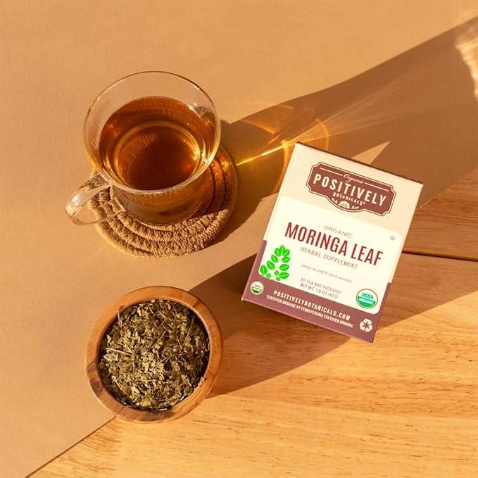 Organic Positively Botanicals Company, Moringa Leaf Herbal Tea Bags, 20 Count