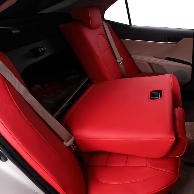 EKR Camry Seat Covers for Toyota Camry XSE,XLE 2025 2026 Waterproof Leather Car Seat Cover Full Set for Trucks SUV-Faux Leather (Red)