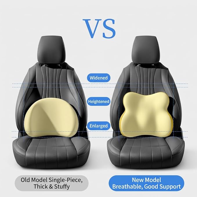 Car Headrest Pillow & Lumbar for Audi A4 B8 Sedan 2007-2015, Car Seat Neck Pillow Back Support, Breathable All-Season Automotive Seat Cushions, 2PCS,D Dual Yellow