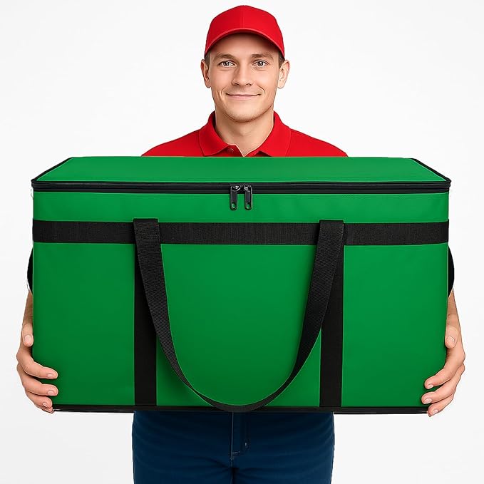 Bodaon Large 2-Pack Insulated Food Delivery Bag With Hard Bottom, XXXL Grocery Shopping/Catering/Bags, Rideshare Delivery Bag, Cold/Hot Styrofoam Carrier for Travel/Car