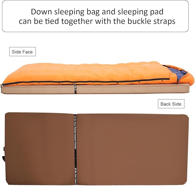 0 20 Degrees F Down Sleeping Bag for Adults,4 Season Cold Weather Rectangle Wearable Down Sleeping Bag for Camping Hiking,Can be Used as Blanket Quilt or Cloak,with Mesh Sack Buckle Strap