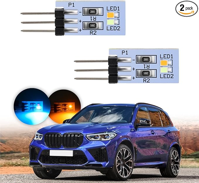 NJSBYL 2X LED Front Seat Back Ambient Lighting Replacement for B-MW X5 X6 X7 Series 2 3 4 5 7 M2 M3 M4 Pre-LCI LCI Courtesy Rear Pillar/HVAC Panel Atmosphere Module Circuit Board Blue-Orange