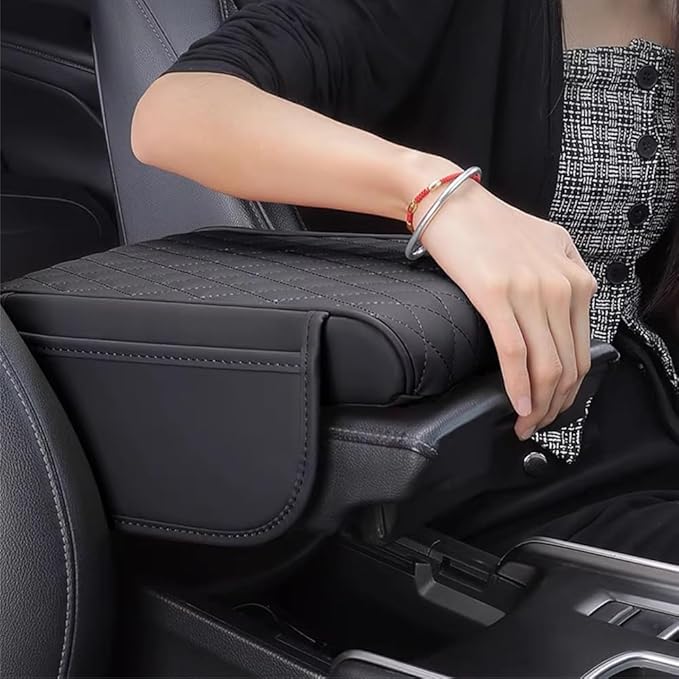 Car Armrest Pad for BMW X3 G01 F25 E83 2003-2019 2020 2021 2022 2023 2024 Leather Armrest Box Mat Center Console Cushion Pad Universal Armrest Seat Box Cover Protector,Grey
