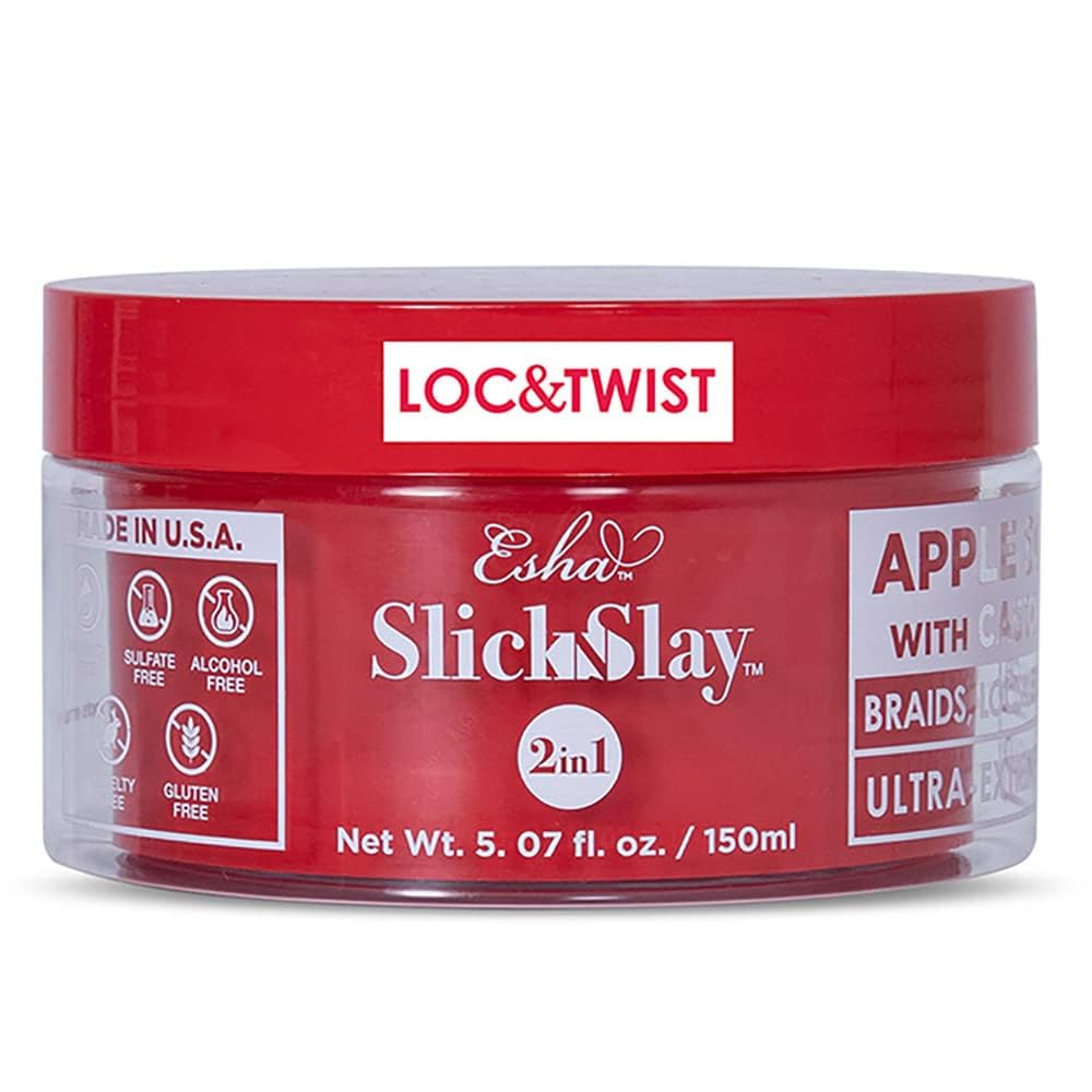 Esha Slick N Slay Braiding Gel - 3-In-1 Ultra Extreme Hold Gel For Locs, Twists & Edges - Hydrating & Conditioning Shining Formu