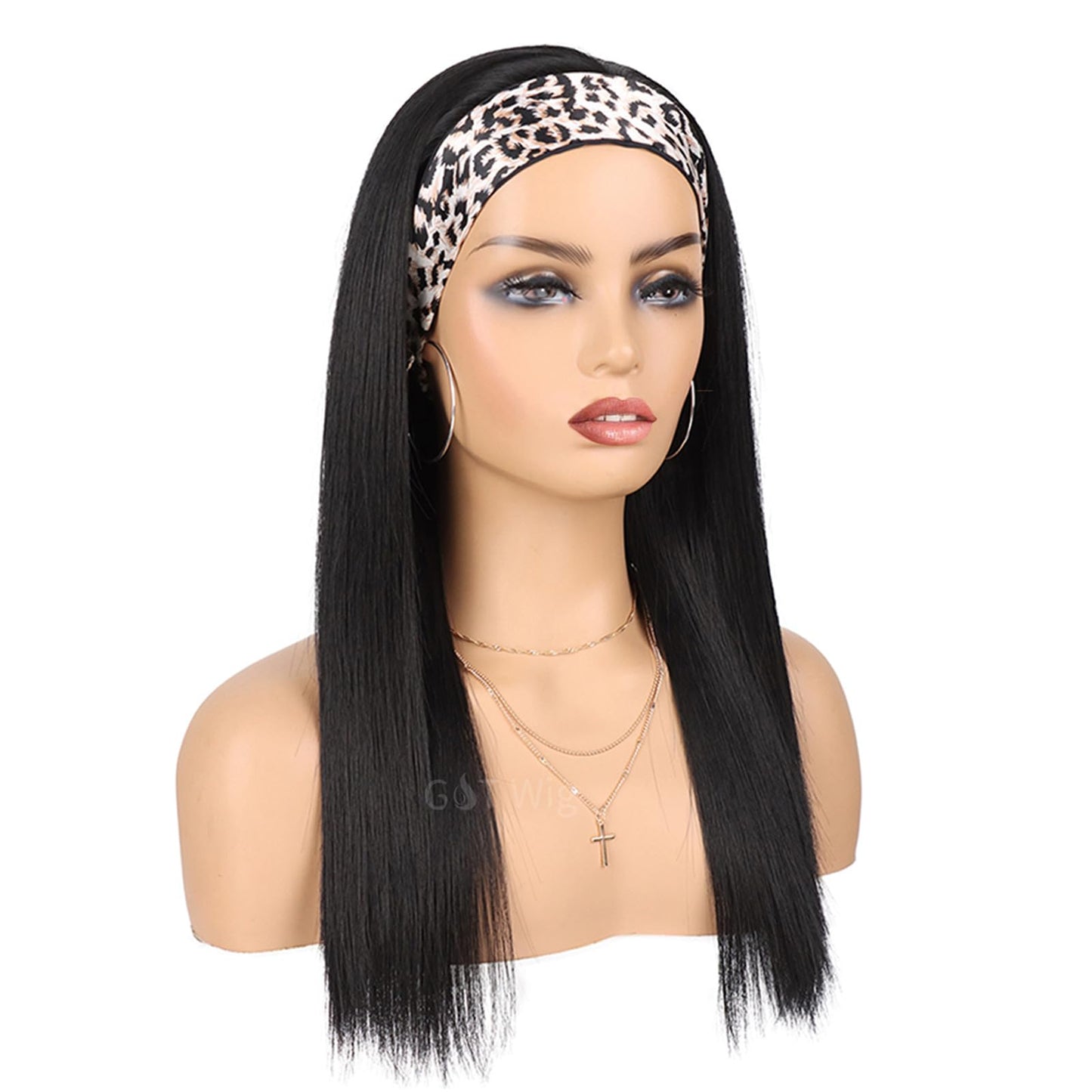 G&T Headband Wig For Women Black Straight Synthetic Headband Wig Glueless Heat Resistant Natutal Looking For Daily Party Use(20