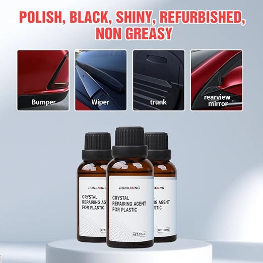 Plastics Parts Crystal Coating, 2025 New Car Crystal Coating for Car Plastic Parts, Coating Agent for Automotive Plastics, Crystals Coating Plastic Restorer, Cars Trim Restorer with Sponge (5)