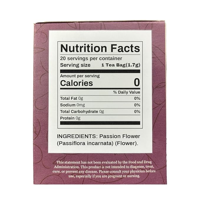 Organic Positively Botanicals Company, Passion Flower Herbal Tea Bags, 20 Count