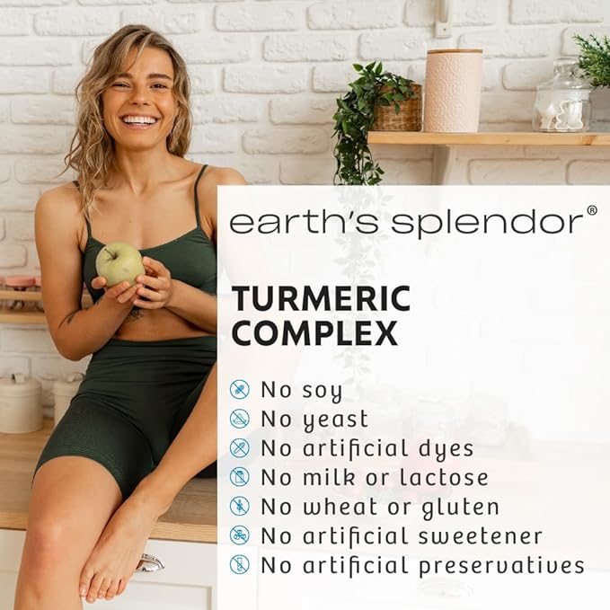 Earth's Splendor Turmeric Complex 500mg with Black Pepper, 90 Capsules - Supports Antioxidant Activity and Joint Health* - 1.5 Month Supply