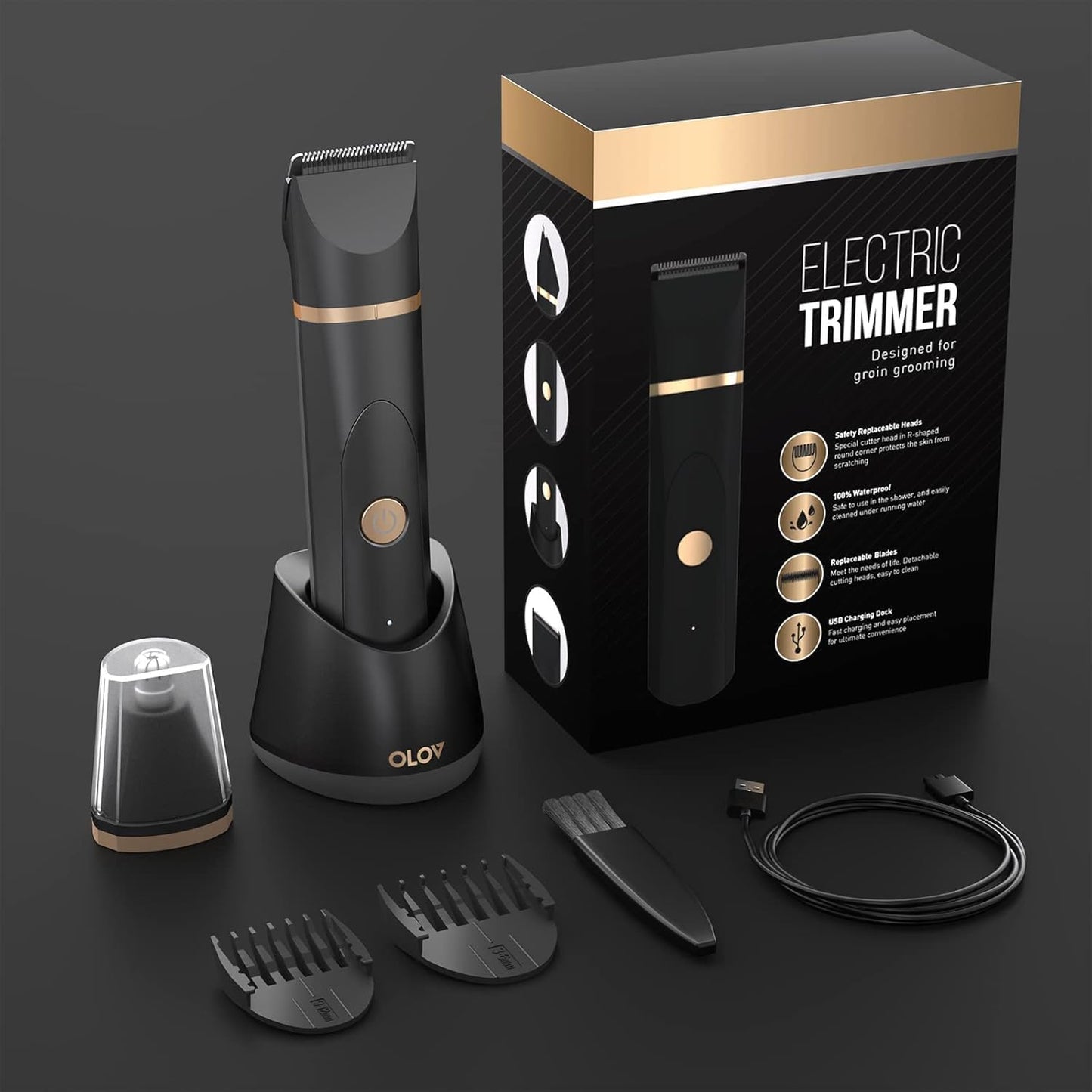 Electric Body Hair Trimmer | Groin & Bikini Trimmer for Men & Women | Waterproof, USB Rechargeable
