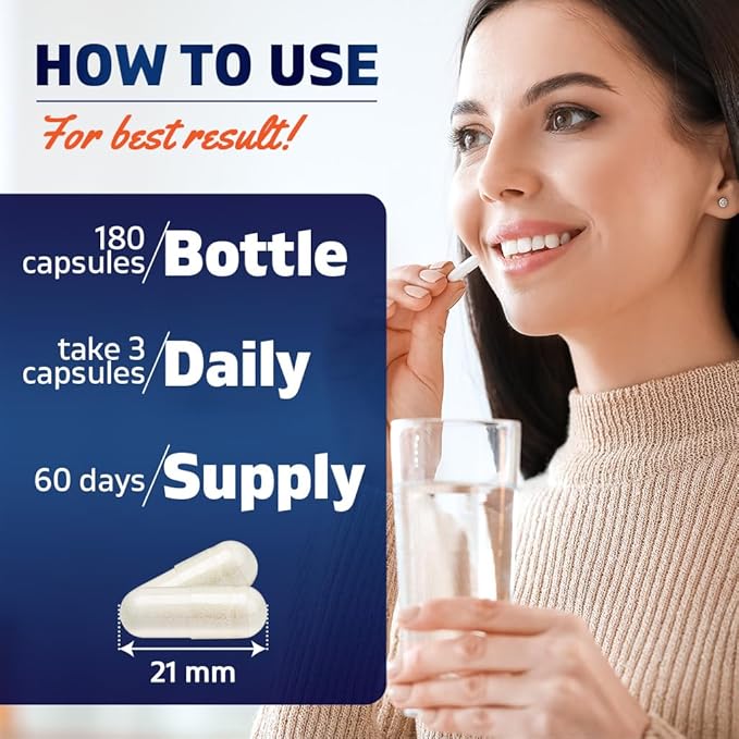 Vitamatic Magnesium Taurate 1500mg per Serving - 180 Vegetarian Capsules (Provides 300 mg of Elemental Magnesium) - Added B6 for Maximum Absorption - Supports Muscle, Joint, and Heart Health*