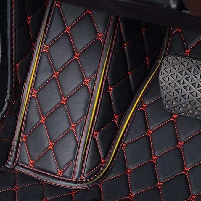 Custom Making Car Floor Mats Compatible with Audi BMW Mercedes-Benz Toyota Lexus Honda Infiniti Nissan Hyundai Kia All Models 2005-2026 (Striped Black and Red)
