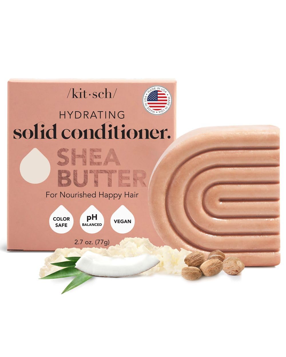 Kitsch Shea Butter Conditioner Bar For Hair Hydration | Nourishing Hair Mask | Made In Us | Eco-Friendly Zero Waste Solid Bar Co