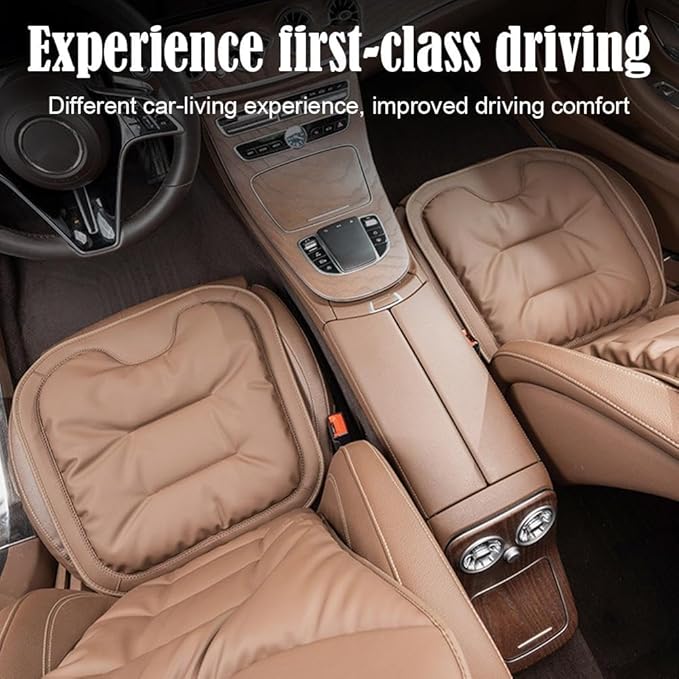 Skin-Friendly & Dirt-Repellent Leather Seat Cushions, 2026 Car Seat Cushion for Driving, 1.57" Thick Comfort Seat Protector, Universal Non-Slip Memory Foam Pad for Car (Brown, Front Seat Cushion)