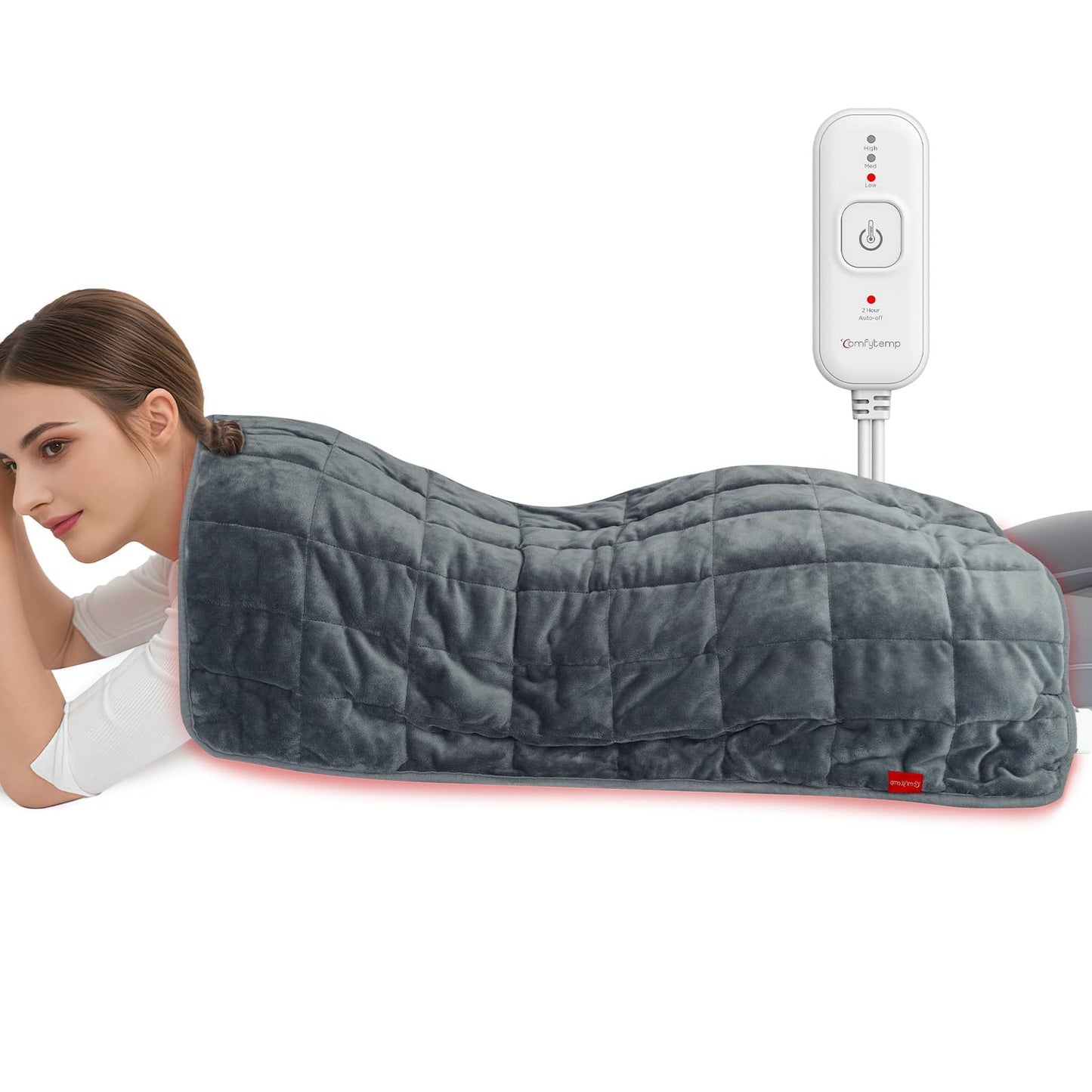 Comfytemp Weighted Heating Pad 17"×33" for Back & Cramps, Extra Large Electric Heat Pad, Birthday Days Gifts for Mom Women Men Dad, Full Body Heated Pad, Deeper Muscle & Pain Relief