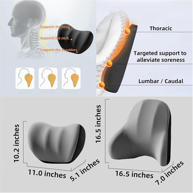 Car Headrest Lumbar Support Cushion for Nissan Pathfinder 2013-2025, Ergonomic Car Seat Headrest Cushion for Neck Back Pain Relief Memory Foam Breathable Removable Cover for Office Chair Car