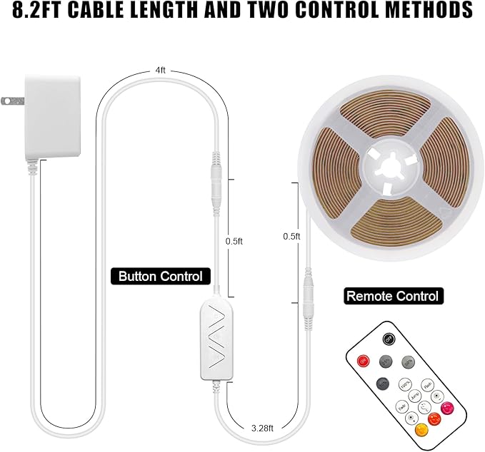 Tatazone 16.4ft Green COB Led Strip Lights with RF Remote, Dotless, Indoor, Dimmable, Adhesive Led COB Light Strip for Cabinet, Room, Bed, Paintings
