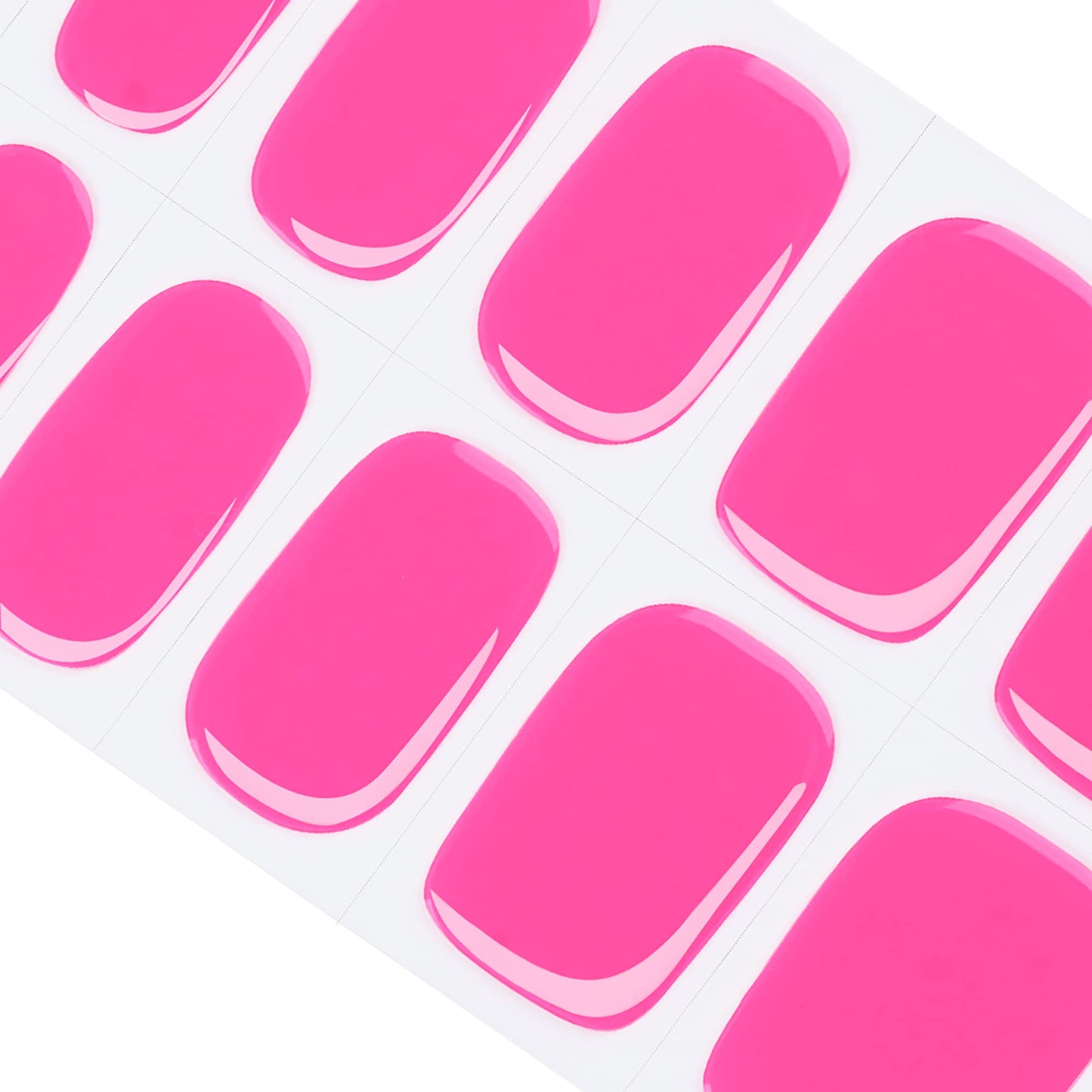 Danni & Toni Semi Cured Gel Nail Strips (Hot Pink) Gel Nail Wraps Neon Pink Solid Color 28 Stickers