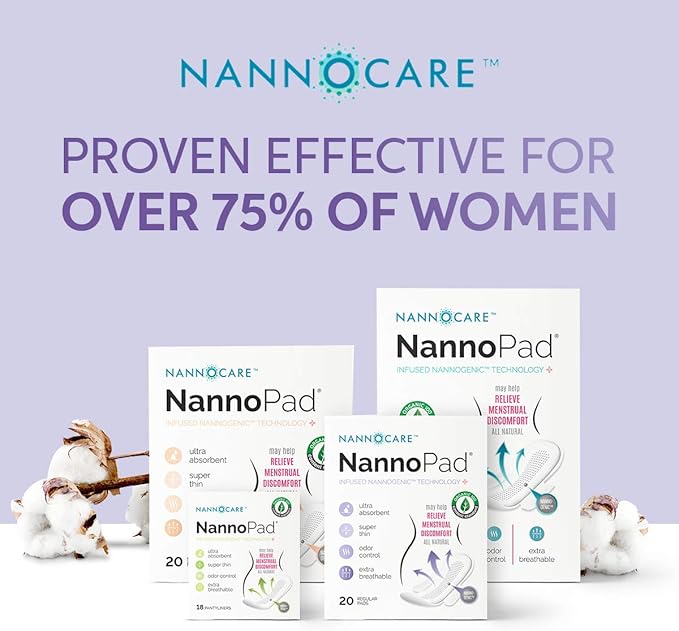 Regular Sanitary Pads with Wings - Nannocare Certified Organic Cotton - Discomfort Reducing - 20 Pads (6 Pack)