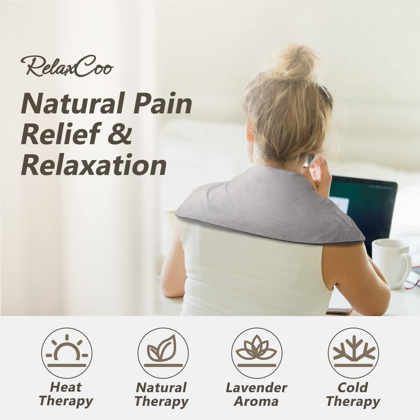 Heating pad Microwavable with Washable Cover 6 * 12" Microwave Moist Heat Pad for Neck Shoulder, Cramps, Back Pain Relief, Warm Compress Rice Bean Bag Hot Pack for Muscles, Joints, Lavender