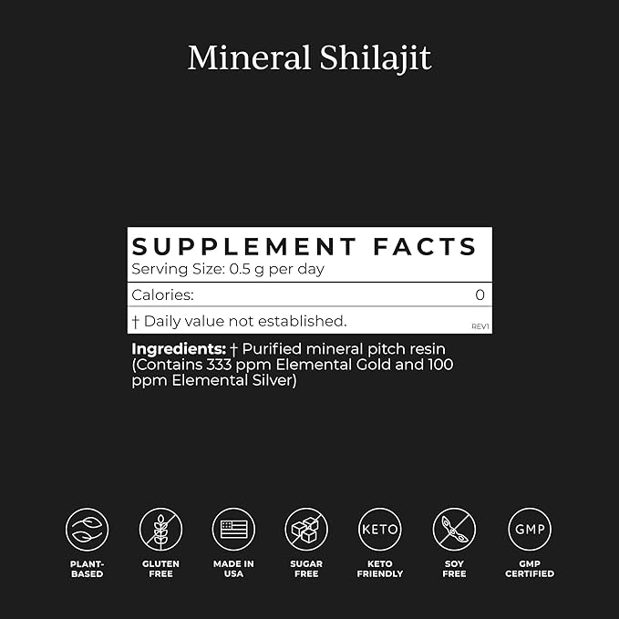 CYMBIOTIKA Pure Himalayan Shilajit Resin - High Potency Shilajit with Elemental Gold & Fulvic Acid - 84+ Trace Minerals for Energy, Focus, Immune & Digestive Support - Authentic Shilajit Resin