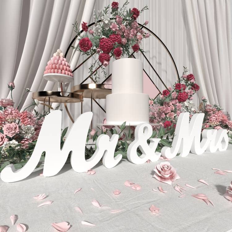 Mrs & Miss Signs for Wedding Table, Large Wooden Letters for Sweetheart Table, Photo Props Wedding Decorations for Anniversary, White