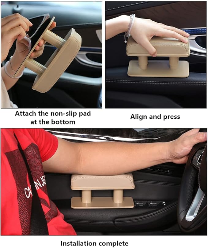 Car Driver Arm Pad Cushion, Car Center Console Elbow Cushion Pad Car Door Armrest Rest Pad Adjustable Height Comfort Universal Fit for Most Car, Brown