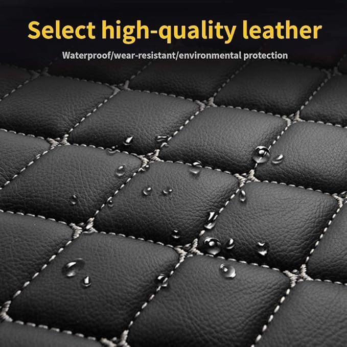 Custom Car Floor Mat Compatible with 97% Car Models Luxury Leather All Weather Waterproof Anti-Skid Full Coverage Car Mats (Yello with Black)