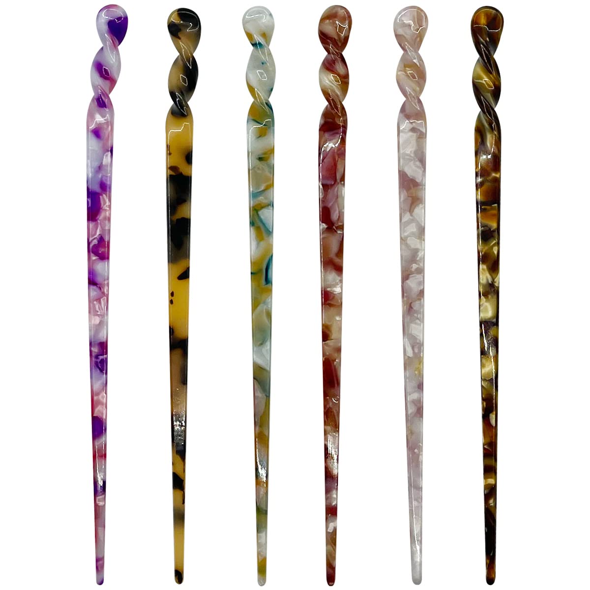 6 Pieces Acetate Hair Sticks Vintage Leopard Print Hairpin Chopsticks Vintage Tortoiseshell Hair Chopsticks Shell Print Chinese