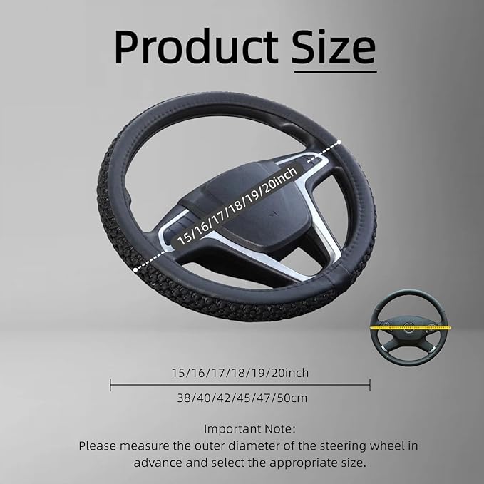 Size 16-20 Inch Ice Silk Ventilation Multi-Style Comfy Grip Steering Wheel Cover for Truck, Bus, Big Rig Trucker,SUV， Anti-Slip Design 16-20 Inch (Gray, 20)