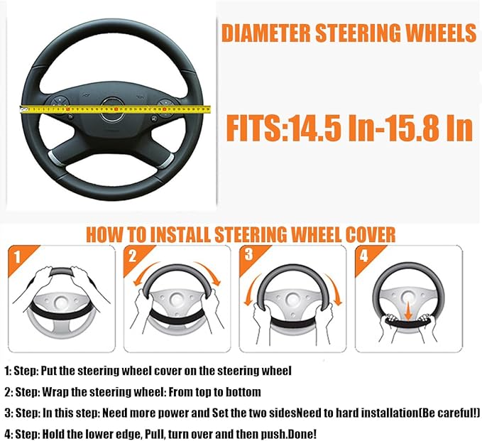 Steering Wheel Cover, Car Silicone Steering Wheel Protector, Anti-Slip Soft Odorless Wheel Covers, Universal 14-15 Inch Steering Wheel, Automotive Interior Accessories (Black)