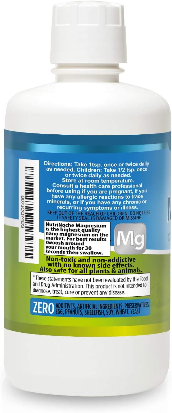 NutriNoche Liquid Magnesium- Concentrated Dose of 30 PPM of Nano Magnesium (32 Ounces) - Colloidal Minerals