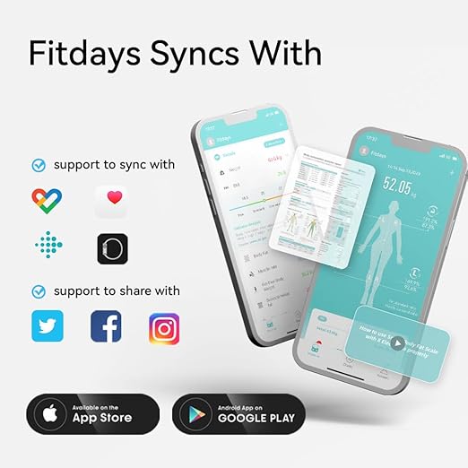 Fitdays Smart Body Fat Scale | Advanced 8-Electrode Technology for BMI/20+ Body Metrics | Full-Color LED & High Precision | Bathroom Weight Scale for Fitness/Weight Loss | (FG2202WB-BLACK)