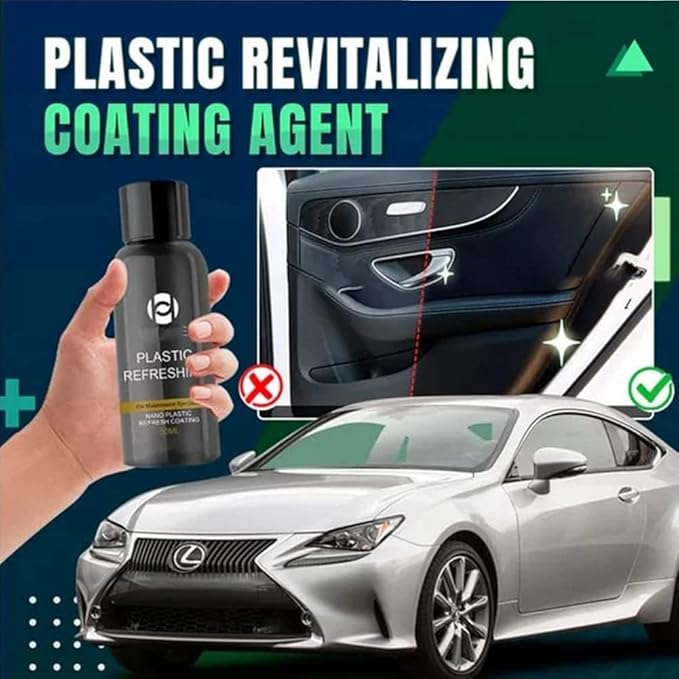 RJDJ Plastic Restorer for Cars, Trim & Exterior – Plastic Revitalizing Coating Agent, Restores Faded Plastic, UV Protection, Car Shine Refurbishing Solution (50ml-1pcs)