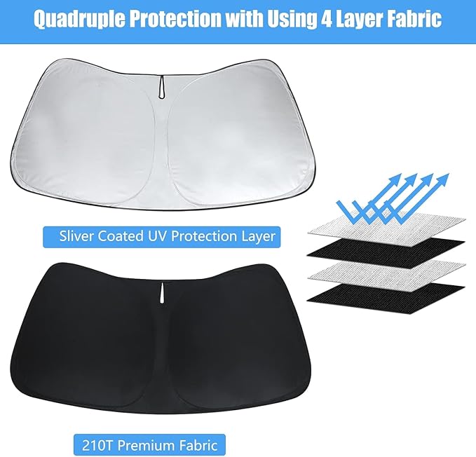 Windshield Sun Shade for 2019-2026 Chevy Silverado 1500, Custom Fit Car Front Window Sunshade for Chevy Regular/Crew/Double Cab 2Dr 4Dr, Foldable Sun Visor, UV Heat Blocking Keep SUV Cool