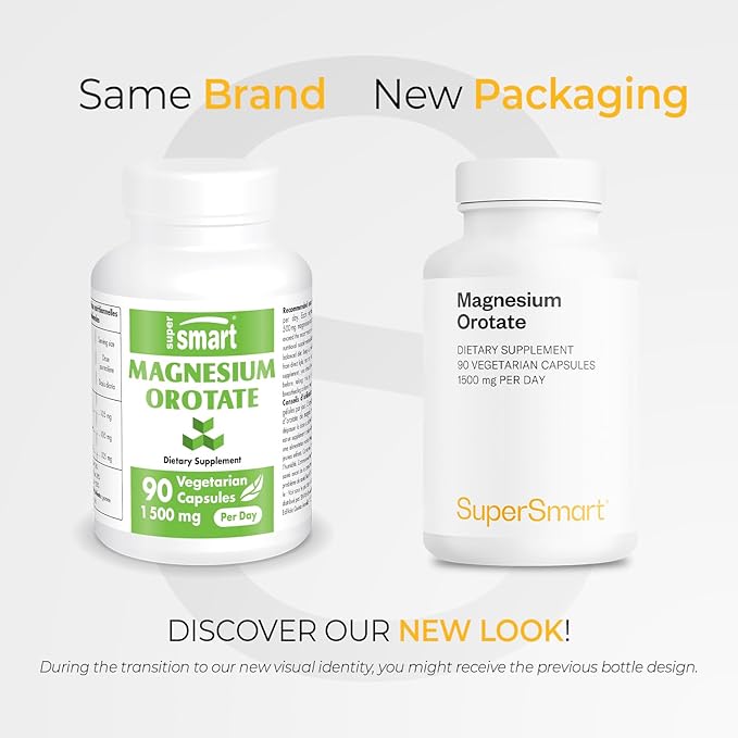 SuperSmart - Magnesium Orotate 1500mg per Day - High Absorption Magnesium Supplement | Non GMO & Gluten Free - 90 Vegetarian Capsules