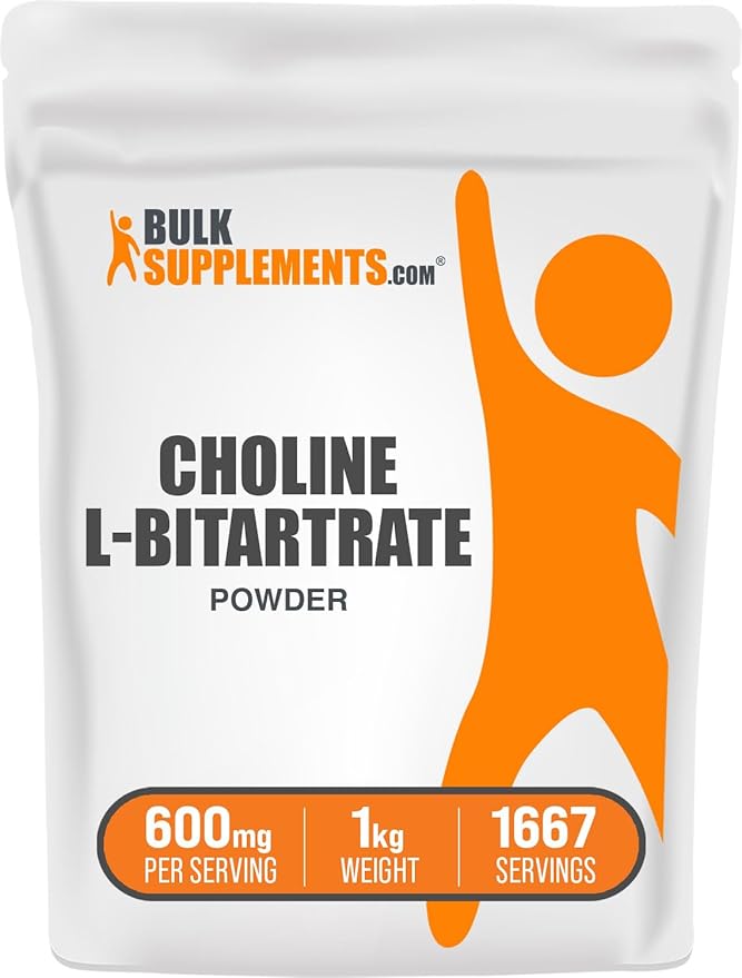BulkSupplements.com Choline Bitartrate Powder - as Choline L-Bitartrate, Choline Supplement - Gluten Free, 600mg per Serving, 1kg (2.2 lbs) (Pack of 1)