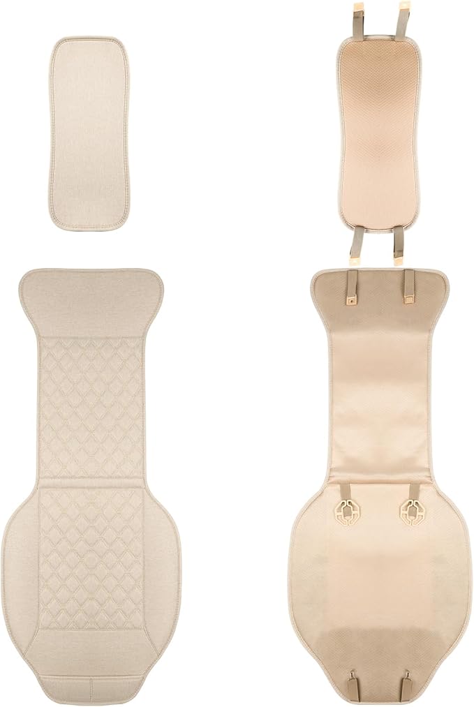 West Llama Linen Car Seat Covers-Breathable & Soft-Front Car Seat Protector Universal Fit 90% Cars,SUVs,Trucks,Diamond Pattern- 1Pair,Beige