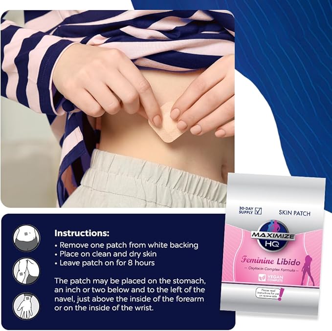 MAXIMIZE HQ Female Intimacy Patches - Oxytocin Formula Complex - Supports Love and Trust - Female Performance Enhancement Support - 8 Hour Time-Release - Gluten Free