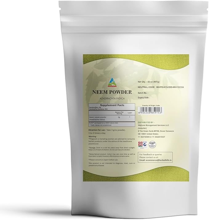HERBAL HILLS Haritaki Fruit Powder and Neem Leaf Powder Pack 2 Combo