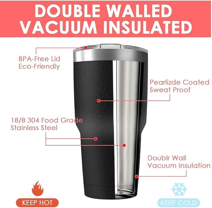 30oz Tumbler Vacuum Insulated Travel Mug with Lids, Stainless Steel Double Wall Bulk Cup for Home, Office, Outdoor Suitable for Vehicle Cup Holders(Set of 8, Navy)