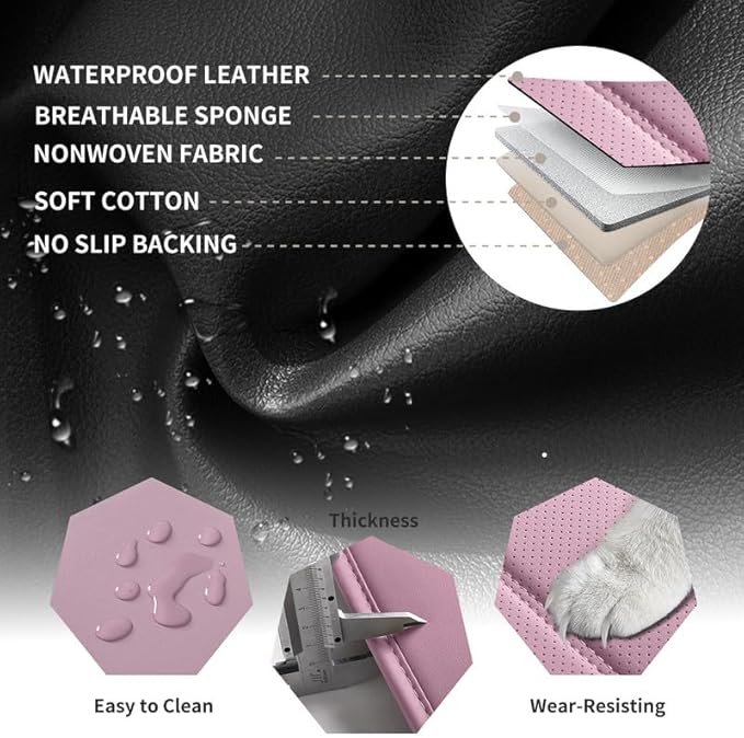 Car Seat Covers Full Set Custom Fit for Chevy Trailblazer 2021-2026 - Premium Faux Leather with Lumbar Support, Breathable, Waterproof, Anti-Slip, Durable, Easy to Install (Pink, Full Set)
