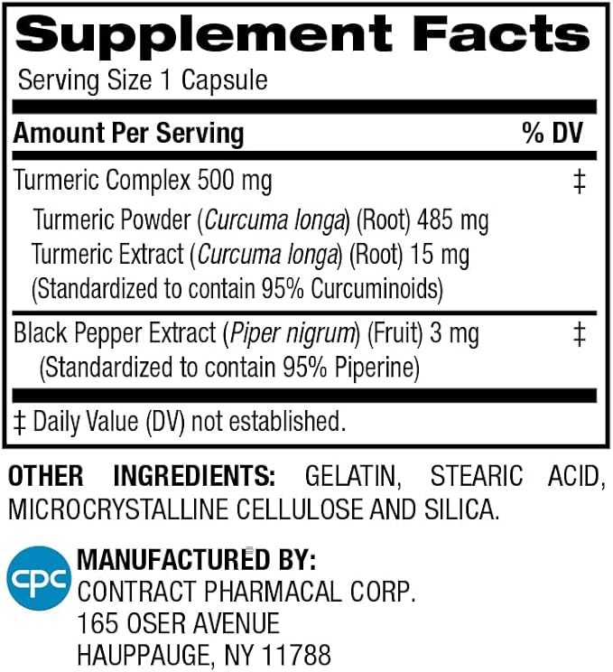 Earth's Splendor Turmeric Complex 500mg with Black Pepper, 90 Capsules - Supports Antioxidant Activity and Joint Health* - 1.5 Month Supply