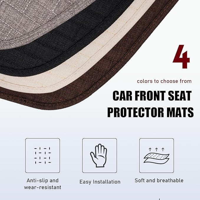 2PCS Car Seat Bottom Cover Pad, Breathable Auto Front Seat Button Cushion Mat with Pocket, Soft Comfortable Vehicle Seat Protector Pad, Universal Truck SUV Car Accessories (Gray)