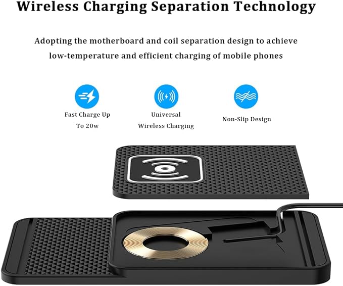 Wireless Charging Pad for Car for Mazda CX-50 2023-2026, 20W Fast Wireless Car Charger Pad Type-C/USB Non-Slip Phone Charging Mat,B 30cm Cable USB Plug