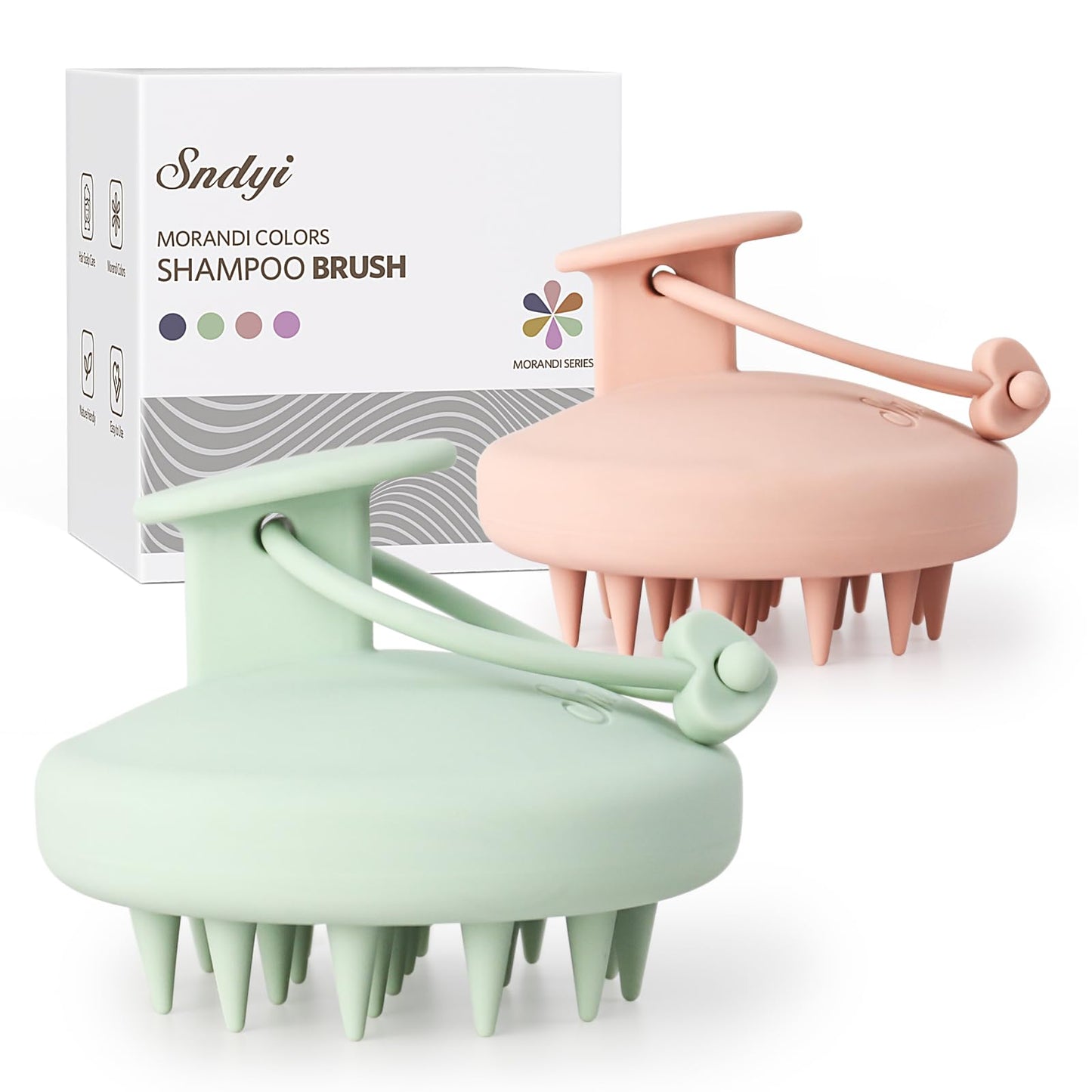 Sndyi Silicone Shampoo Brush With Soft Bristles - Scalp Massager, Exfoliator For Dandruff Removal, Wet/Dry Brush For Hair Growth