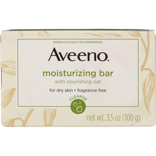 Aveeno Moisturizing Bar With Natural Colloidal Oatmeal For Dry Skin, Fragrance Free, 3.5 Oz (2 Pack)